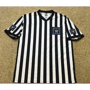 WWF WWE Referee Shirt Blue Logo Friday Night Smackdown Size XL XLarge Worn